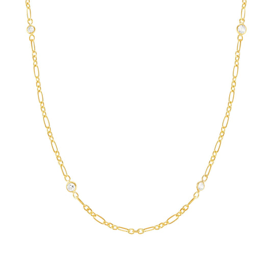 Bella Collection - Sterling Silver / 24k Gold Plated CZ Necklace