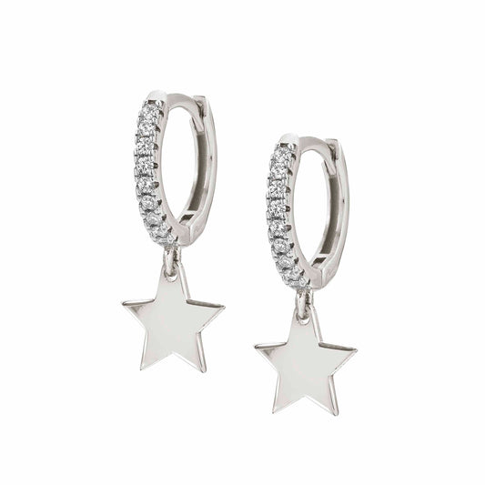 Chic & Charm Sterling Silver Earrings With Hanging Star