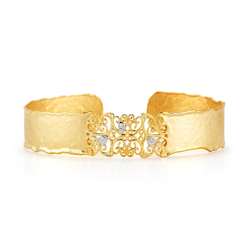 14K YELOOW GOLD FILIGREE CUFF