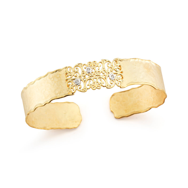 14K YELOOW GOLD FILIGREE CUFF