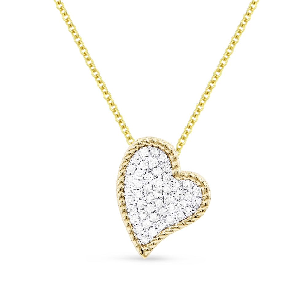 14 Karat Yellow Gold Heart Pendant With Diamonds