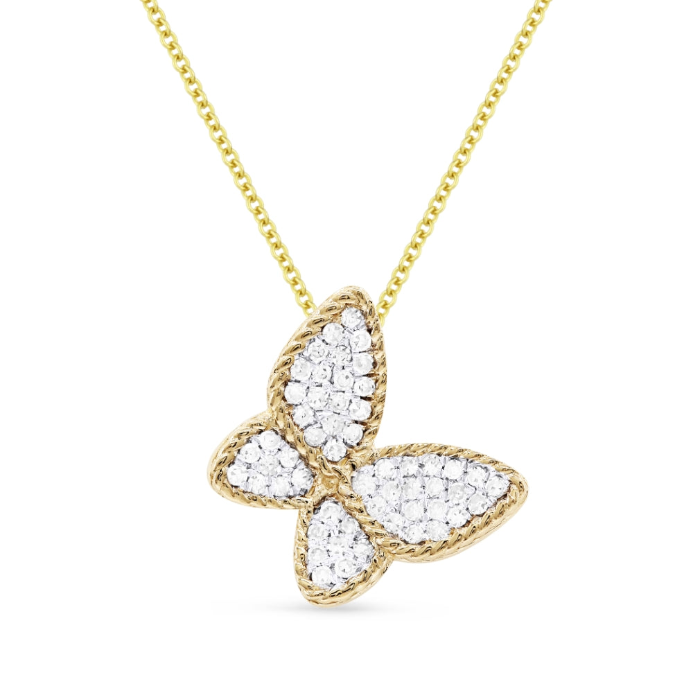 14 Karat Yellow Gold Butterfly Necklace