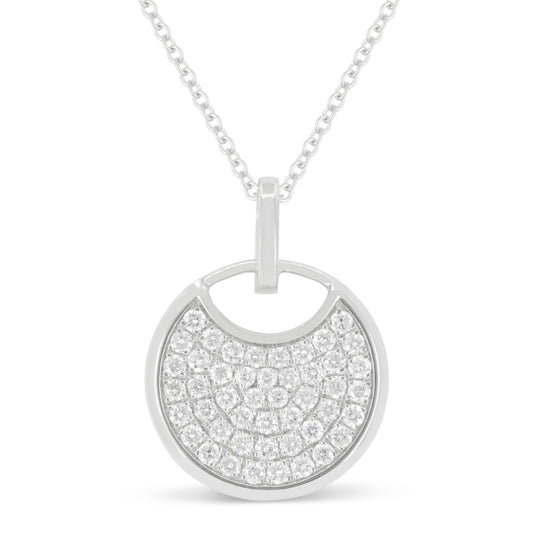 14 Karat White Gold Round Disk with Diamonds