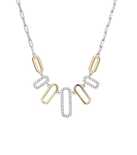 Sterling Silver Paper Clip Two Tone Necklace