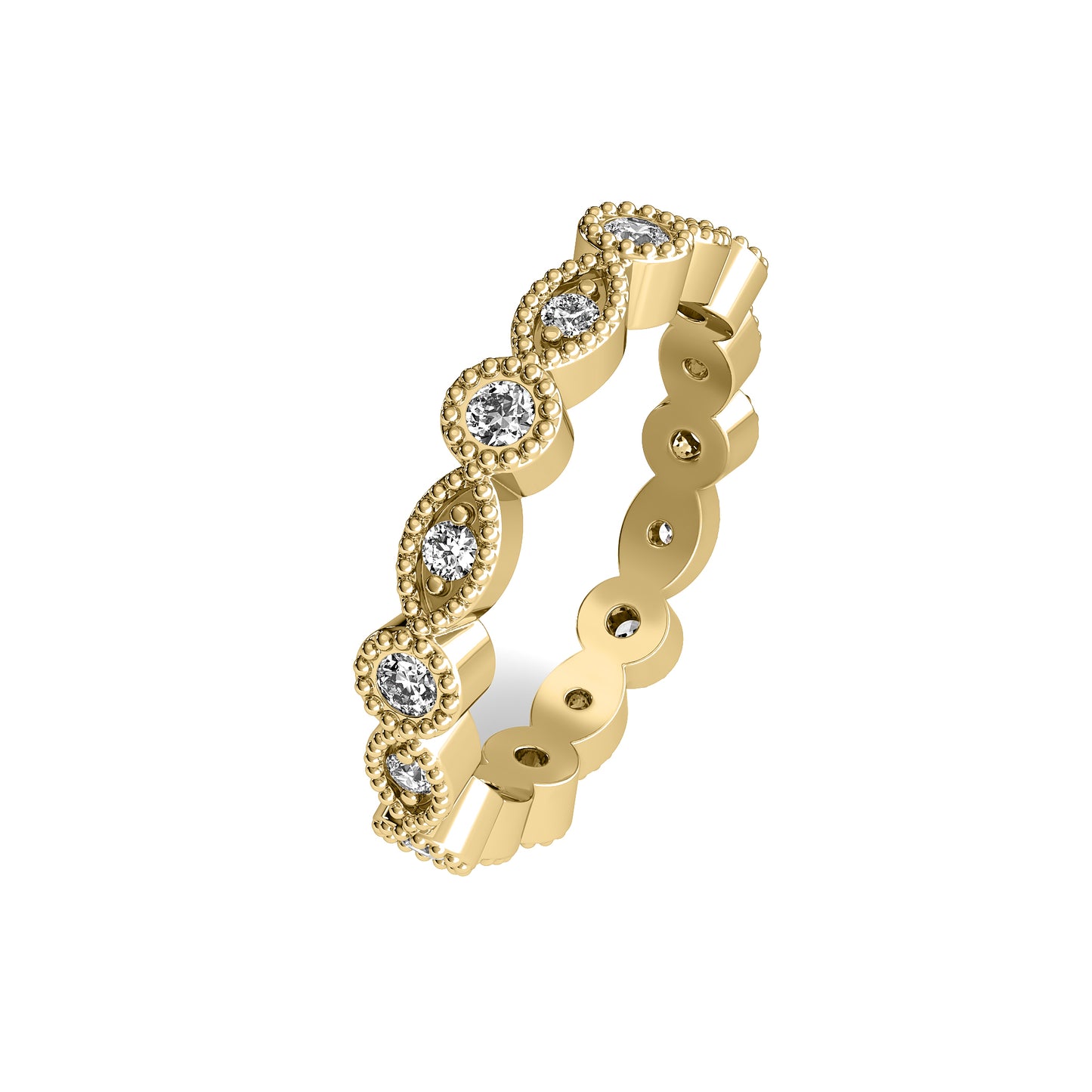 Round Channel Beaded Eternity Band