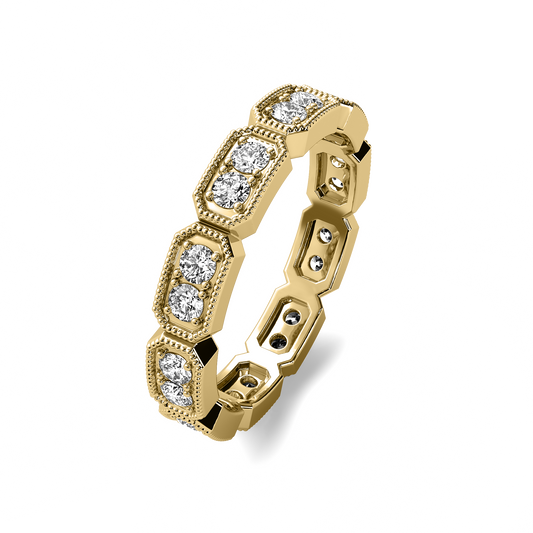 Round Channel Beaded Eternity Band