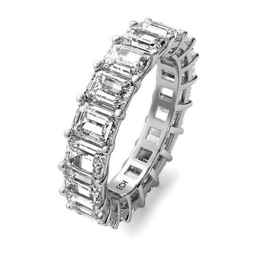 Emerald Cut Common Prong Etermity Band